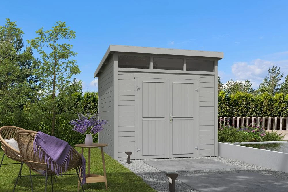 Outdoor Life Blokhut Kibo 3 Platinum Grey 250 x 250 cm - Afbeelding 1